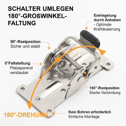 Klapphalter 90° Auto-Lock – 2er-Set, bis 225 kg, Montage in 5 Minuten