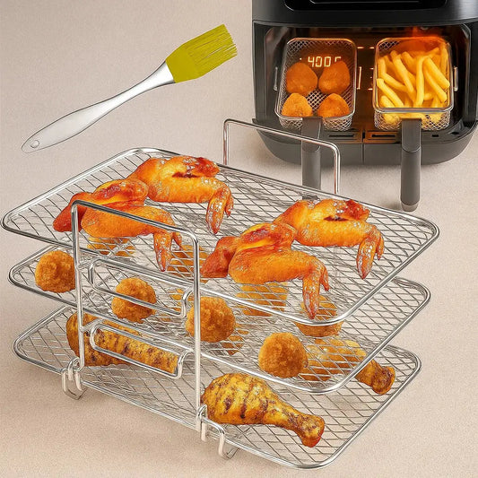 3-stöckiger Airfryer-Einsatz für gleichmäßiges Garen