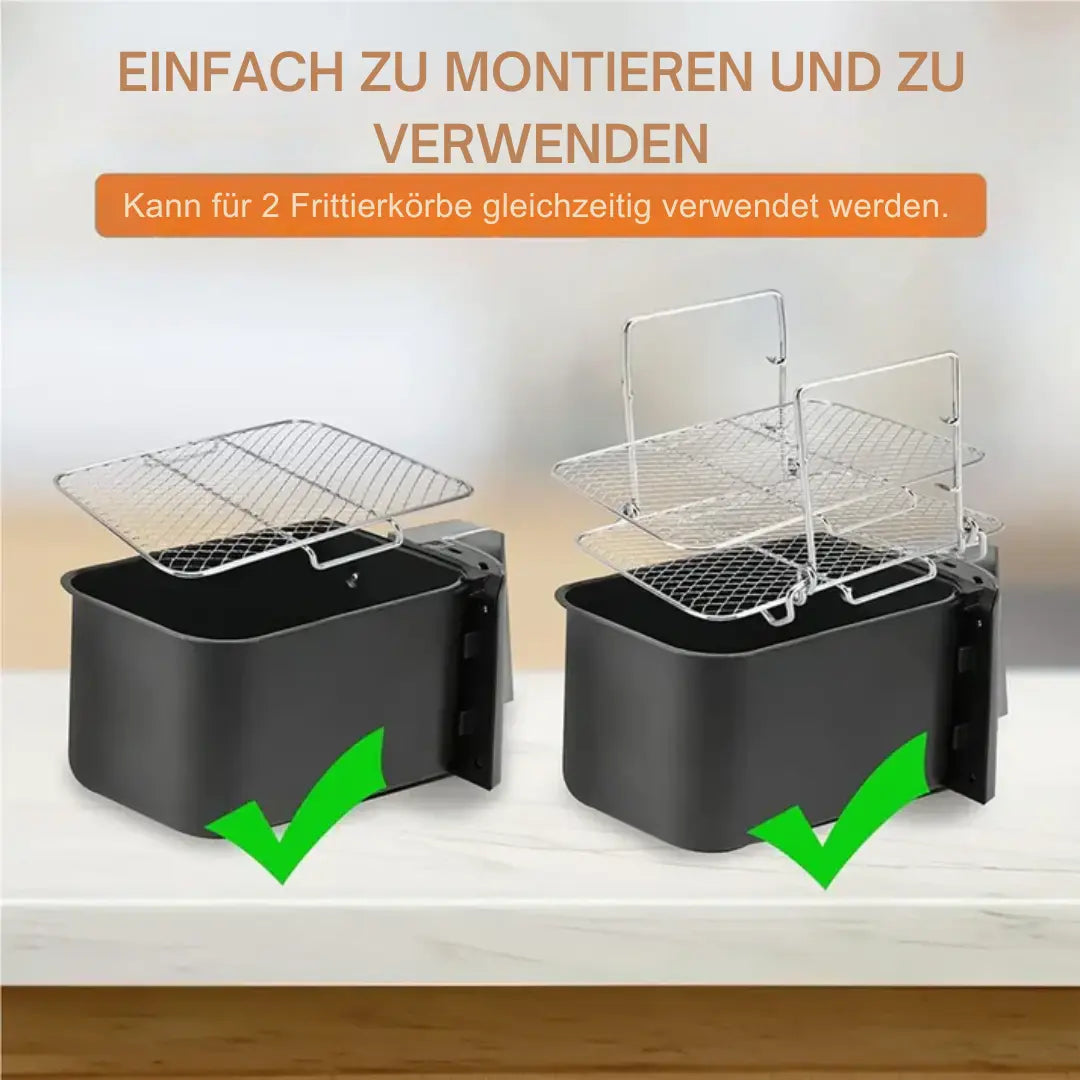 3-stöckiger Airfryer-Einsatz für gleichmäßiges Garen