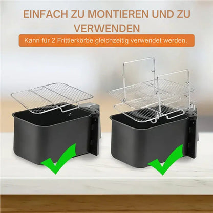 3-stöckiger Airfryer-Einsatz für gleichmäßiges Garen