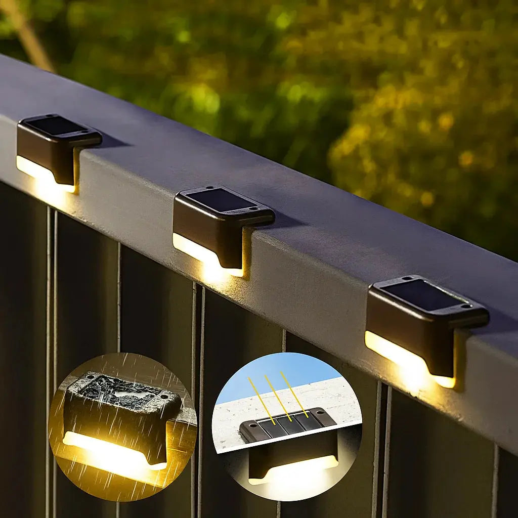 4er-Set Solar-Terrassenlichter – Wetterfestes Außenlicht