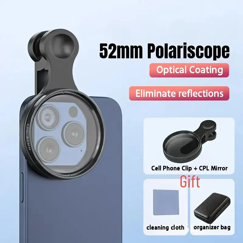 52mm CPL-Filter für Smartphones – Weniger Blendung & Sattere Farben