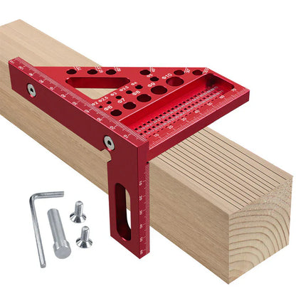 Aluminium Woodworking Square with Drill Guide Holes – 90° and 45°