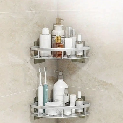 Eck-Duschregal – Bohrloses Aluminium-Wandregal für Bad & Dusche