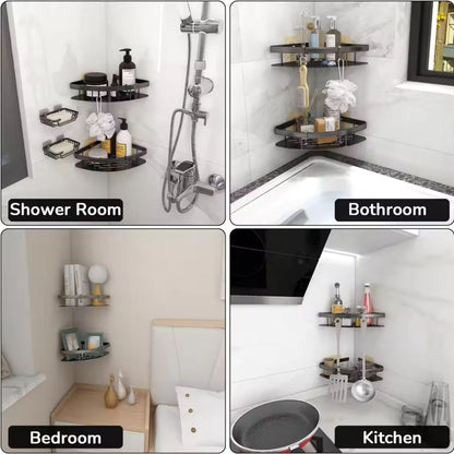 Eck-Duschregal – Bohrloses Aluminium-Wandregal für Bad & Dusche