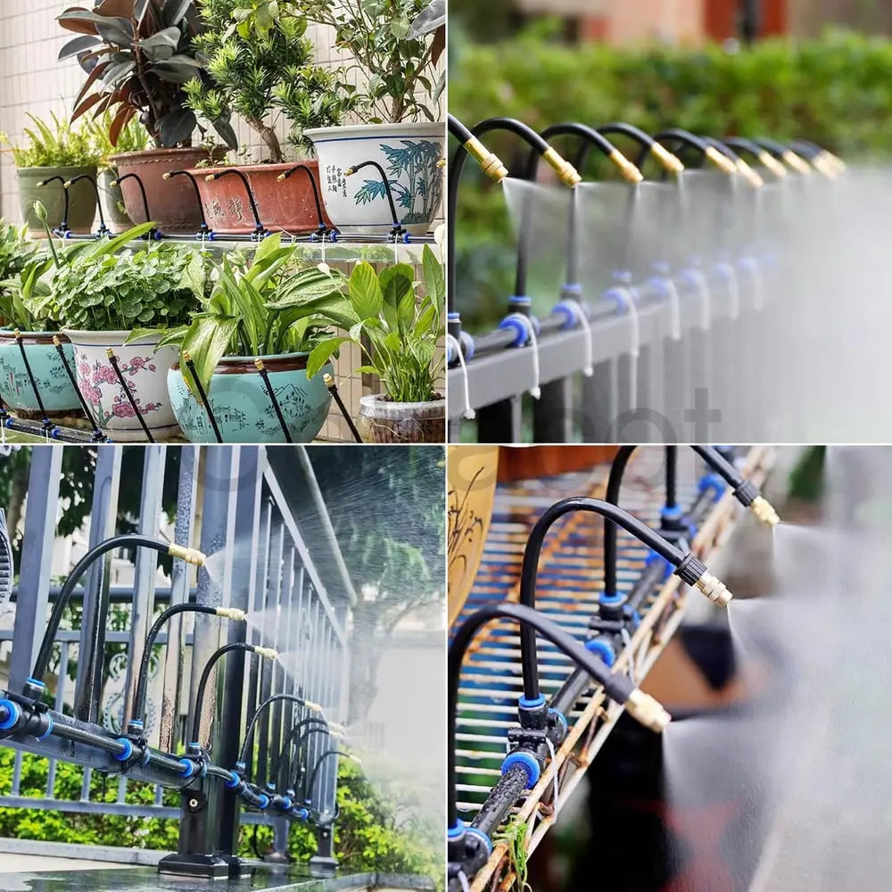 Bewässerungssystem für Garten & Balkon — 360° Sprühdüsen, ohne Strom