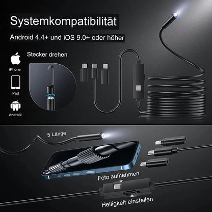 HD Endoskop-Kamera – Sehen Sie überall hin – Spart €180+ Handwerkerkosten