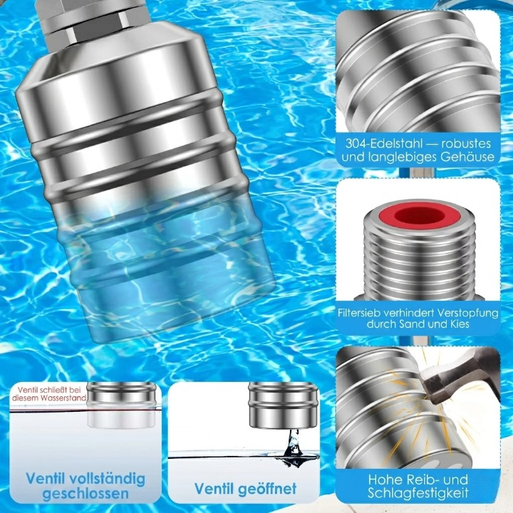 Automatisches Schwimmerventil – Edelstahl, ohne Strom