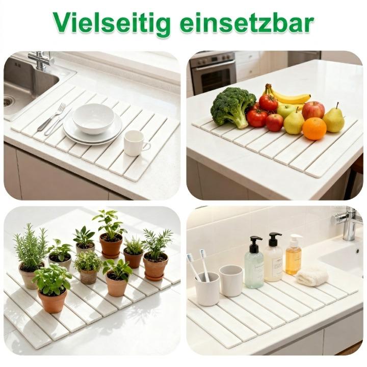 Abtropfmatte Diatomit-Stein – saugfähig, faltbar, 40 × 30 cm, 3 Farben