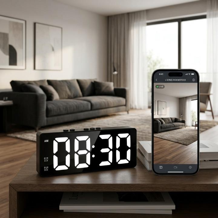 Digitaler Wecker mit Überwachungskamera 2K HD