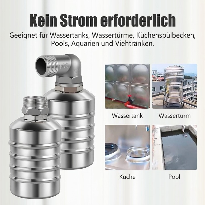 Automatisches Schwimmerventil – Edelstahl, ohne Strom
