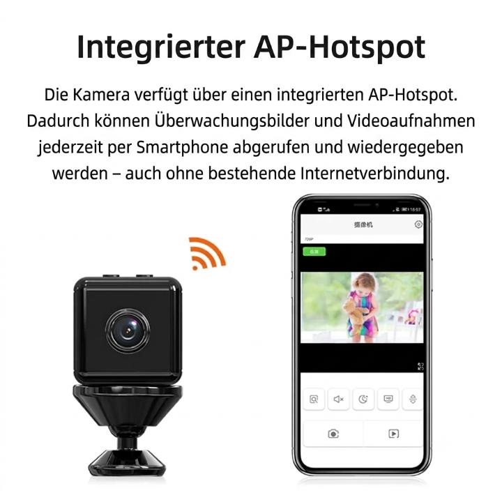 Mini WLAN-Kamera mit Nachtsicht – diskrete Heimüberwachung, 1080P HD