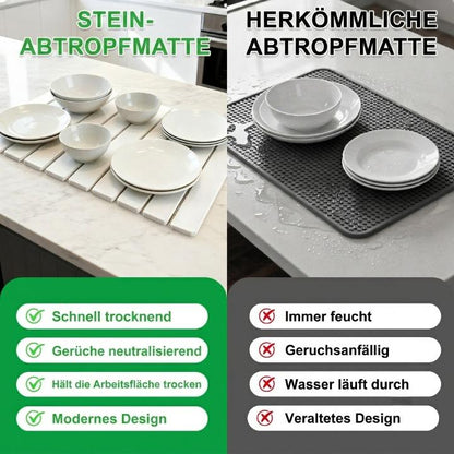 Abtropfmatte Diatomit-Stein – saugfähig, faltbar, 40 × 30 cm, 3 Farben