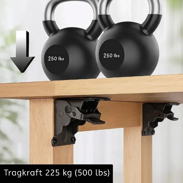 Klapphalter 90° Auto-Lock – 2er-Set, bis 225 kg, Montage in 5 Minuten