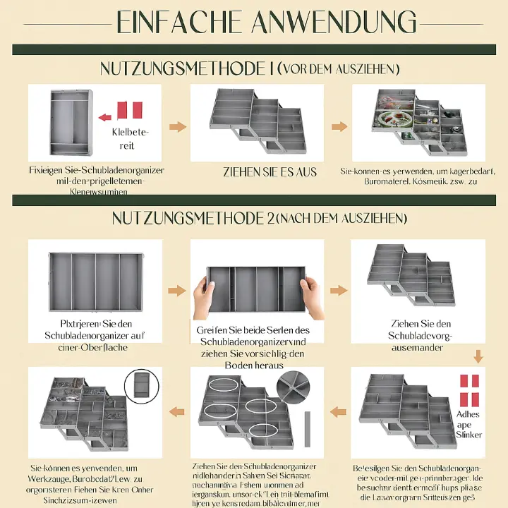 Intelligenter 3-stöckiger Schubladen-Organizer – Erweiterbar & Platzsparend für Standard-Schubladen