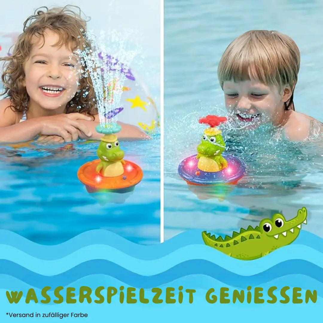 LED-Badefontäne „Krokodil“ – Mit wechselbaren Aufsätzen & Lichteffekt