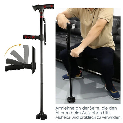 Faltbarer Gehstock mit LED-Beleuchtung und Alarm