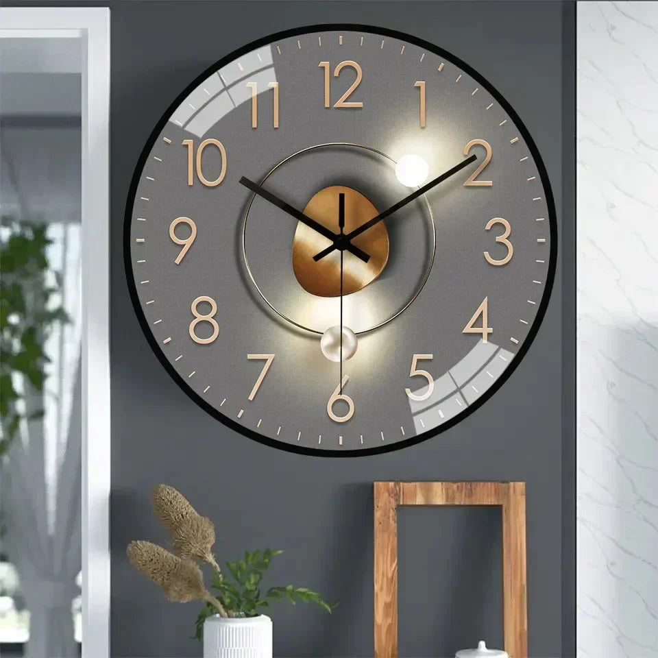 Geräuschlose Wanduhr Ø 20 cm – Glasabdeckung & Metallzeiger, ohne Ticken