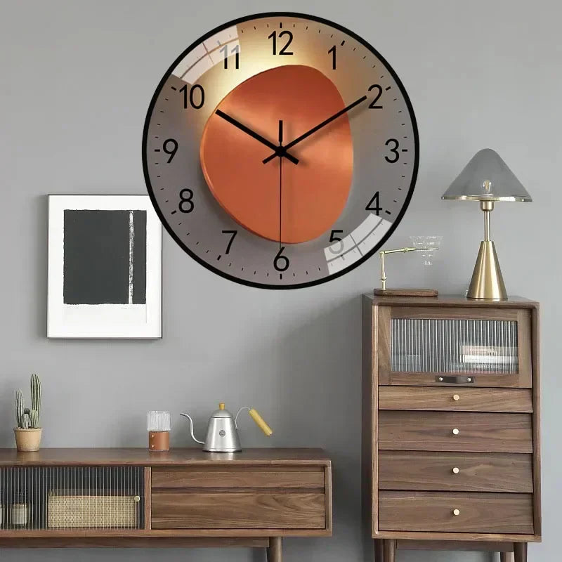 Geräuschlose Wanduhr Ø 20 cm – Glasabdeckung & Metallzeiger, ohne Ticken