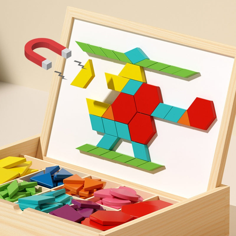 Magnetische Holzbausteine mit Musterkarten