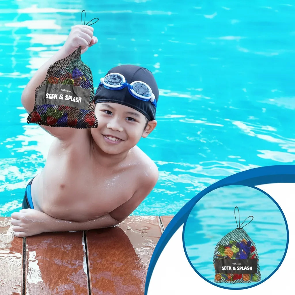 Unterwasser-Pool-Schatzsuche Spiel mit wasserdichten Edelsteinen und Karten