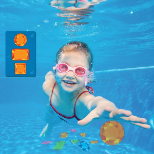 Unterwasser-Pool-Schatzsuche Spiel mit wasserdichten Edelsteinen und Karten